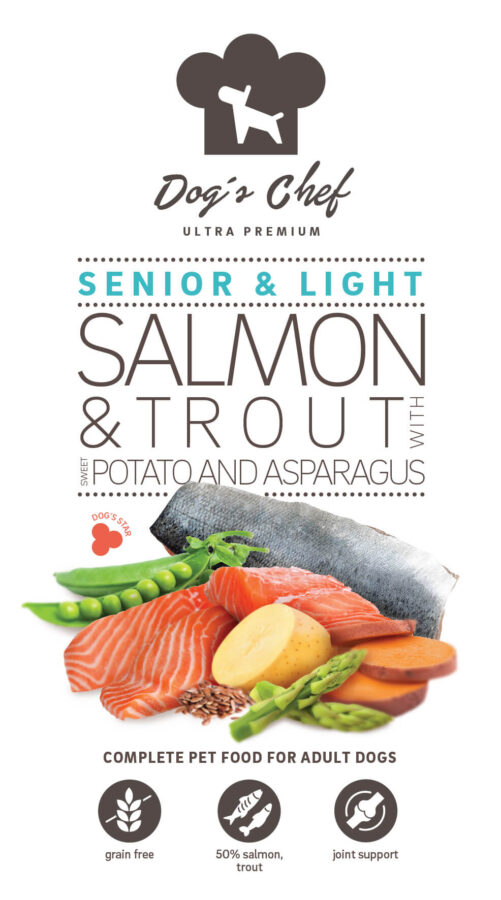 Dog’s Chef SALMON & TROUT WITH SWEET POTATO AND ASPARAGUS Senior & Light