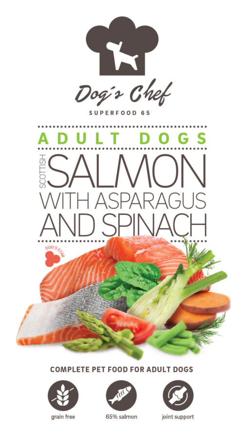 Dog’s Chef  SCOTTISH SALMON WITH ASPARAGUS & SPINACH