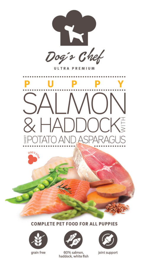 Dog’s Chef SALMON & HADDOCK WITH SWEET POTATO AND ASPARAGUS Puppy